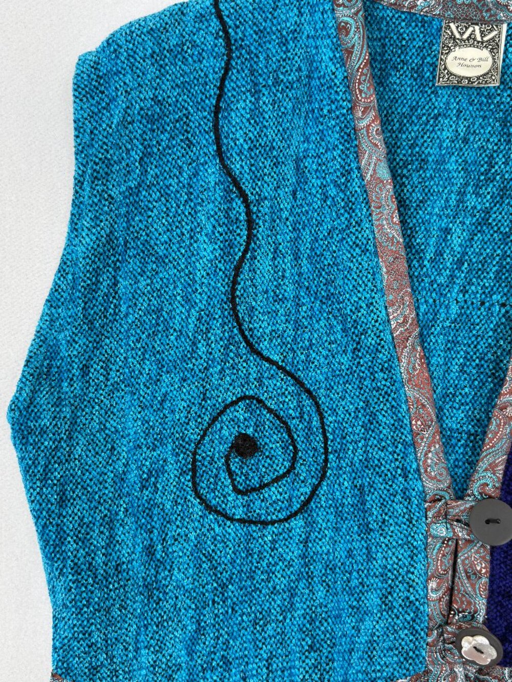Vtg Anne & Bill Howson Vest Wearable Art Chenille Patchwork Embroidered‎ Medium - Picture 3 of 8